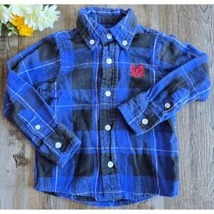 Wrangler Jeans Co. Blue Plaid Flannel Button Down Shirt Baby Boys 24m Western